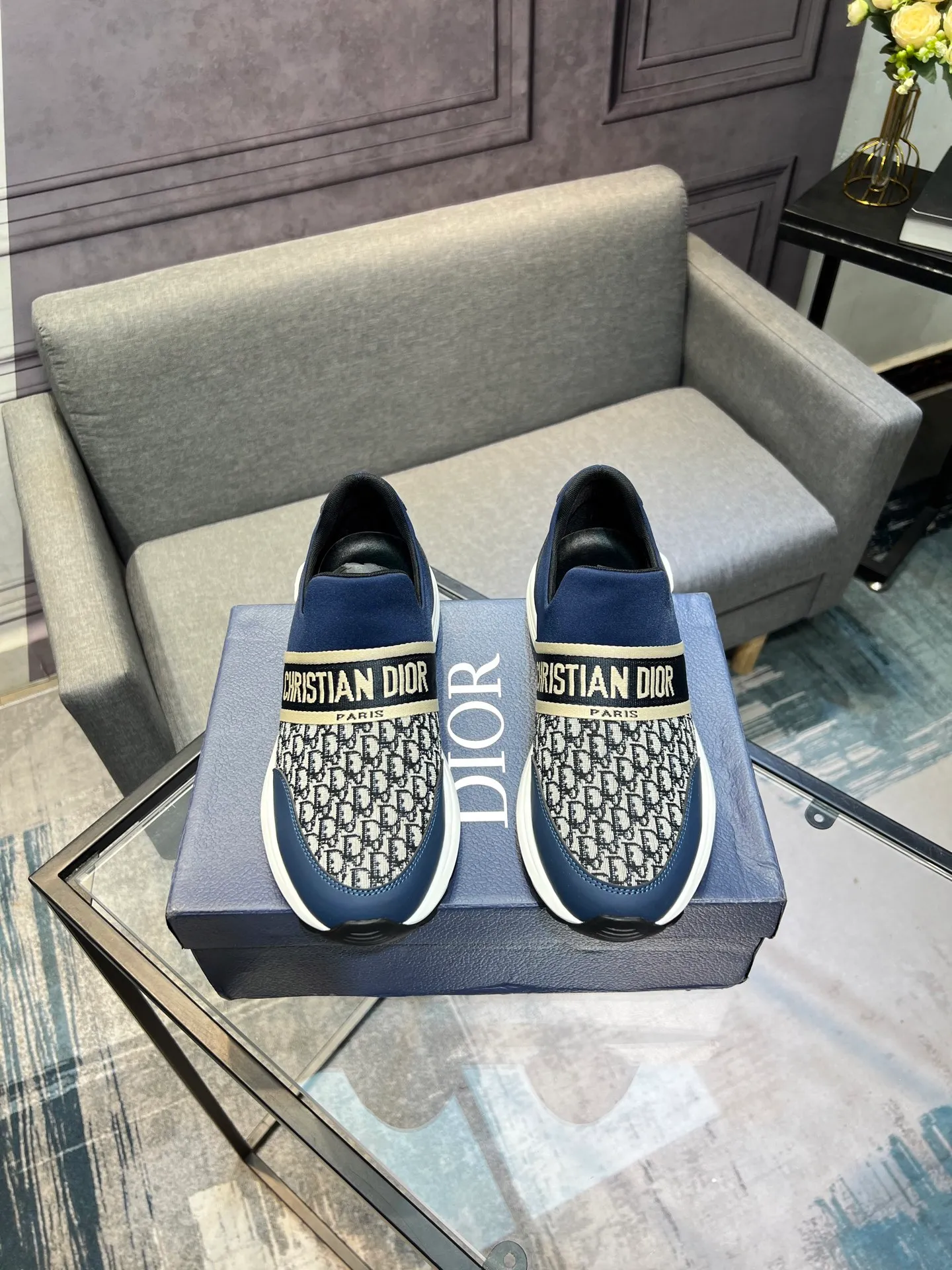 Men's shoes 💰420 [Dior] popular men's shoes, cowhide material splicing, mesh lining, original factory special sole, 38-45 (45 customized, non-refundable)
